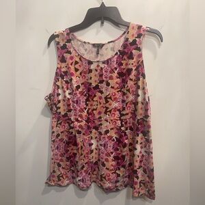 Daisy Fuentes Floral Sleeveless Blouse - Pink and Purple